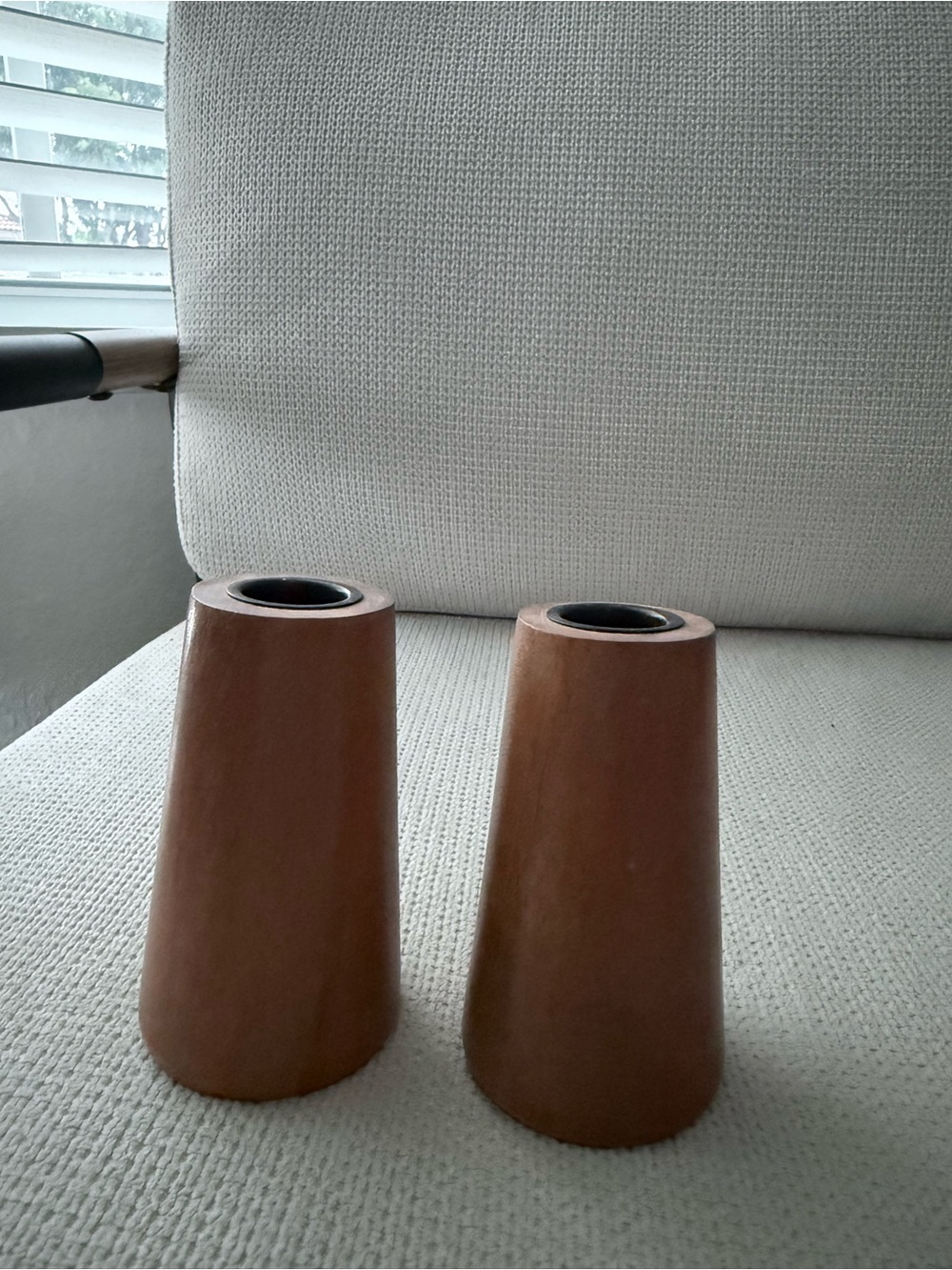 Crate&Barrel Matte Brown Taper Candle Holders (Set of 2)